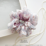 ⭐️5点売れました⭐️《ふんわりオパールに透ける花》☘️ピンパーネル ウィリアムモリス パステル ピンク ボリューム シュシュ ヘアゴム
