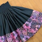 ★７５ｃｍ★ハイビスカス★黒★切り替えパウスカート★（商品番号：TS-43）★