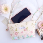 花柄２wayミニポシェット｜お花畑・チュールレースあわせ｜スマホショルダー・お散歩バッグにも　ギフトにも◎　マルチポーチ