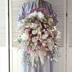 (75cm) ＊特大＊ピンクホワイトのふわふわお花畑スワッグ/ドライフラワー/春/スプリング/開店祝い/店舗装飾/誕生日プレゼント/花束/千日紅/母の日