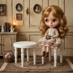 スツール 椅子 chair ホワイト 1/6 ドールハウス  ミニチュア ハンドメイド アンティーク 家具 ドール  miniature dollhouse