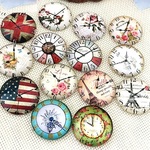 ガラスカボション 時計 16個 12mm デコパーツ ボダンパーツ ハンドメイド アクセサリーパーツ 手芸材料
