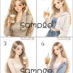 コーヒータイム 女の子 シール ステッカー  6種各1枚入