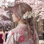 小枝ビジュー髪飾り　くすみピンク　袴ヘア　卒業式ヘアパーツ　振袖　成人式　和装　ヘアドレス　ヘアパーツ　プリザーブドフラワー　ドライフラワーフラワー