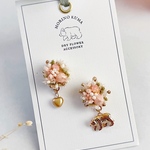 桜 春 ドライフラワー イヤリング ピアス｜結婚式やお出かけ ｜本物のお花｜【桜のタルト】小さなお花のケーキ