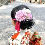 七五三 髪飾り 3歳 7歳 ダリア 髪かざり 浴衣 夏祭り 753 しちごさん 袴 タッセル ピンク