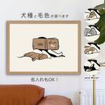 【読み聞かせ】犬種が選べる名入れ可能　フレーム付き犬のイラストポスター　北欧キャンバスプリント　うちの子アート