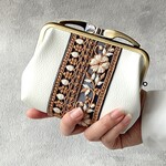 刺繍リボンの親子がま口コンパクト財布 【綾】小さい財布 ミニ財布 上品