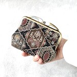刺繍生地の親子がま口コンパクト財布 【華】 ミニ財布 上品 柄財布