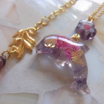 ◇939　❁イルカとお花とアメジストのネックレス🐬🌊