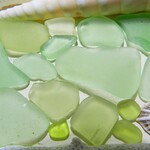 希少　海辺の輝き　特殊色ライムグリーン系色各種小型サイズ　カケラクラス（シーグラス）