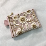 インド刺繍リボン　ミニポーチ　合皮　10センチファスナー