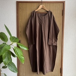 SALE*コットンブラウンoneタックワンピース