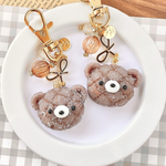 ココア色のくまちゃんメロンパン♡レジンのミニチュアスイーツキーホルダー