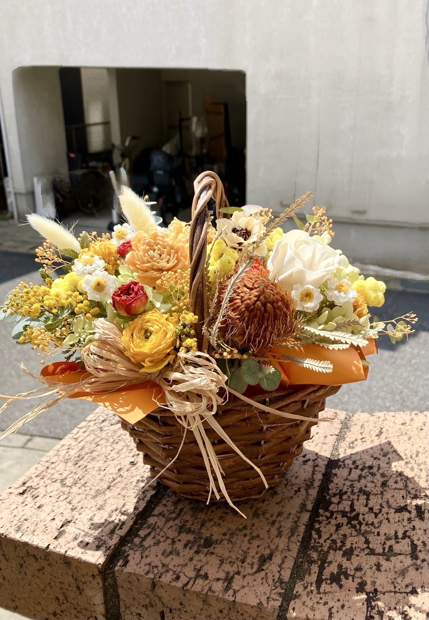 スモークツリー とニュアンスオレンジのフライングリースグレビレア