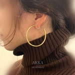 18kgp◆gold hoop earring シルバー925製　ゴールドカラー　金属アレルギー　フープイヤリング　フープピアス　アレルギー対応　痛くない　イヤリング　ノンホール　AKKA シンプル