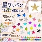 星ワッペン⭐目印ワッペンミニワッペン｜カラフルコレクション48枚セット⭐️星アイロンワッペン星アイロンシールワンポイント大容量入学準備｜目印マーク星アップリケカラフルスターお得セットキラキラワッペン