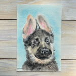 シェパードの仔犬　【パステル画 原画】