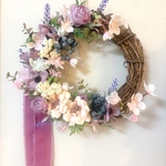 さくらとローズのリース　さくら　リース　春　春リース　玄関リース　プレゼント　ギフト　ドアリース　入学祝い　結婚祝い　卒業祝い　桜リース　桜のリース