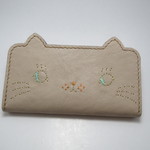 【受注制作】ねこのお顔　手帳型牛ソフトヌメ革ケース　アイボリー　iPhone・android各種制作可能
