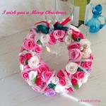 クリスマスリース　バラの花束