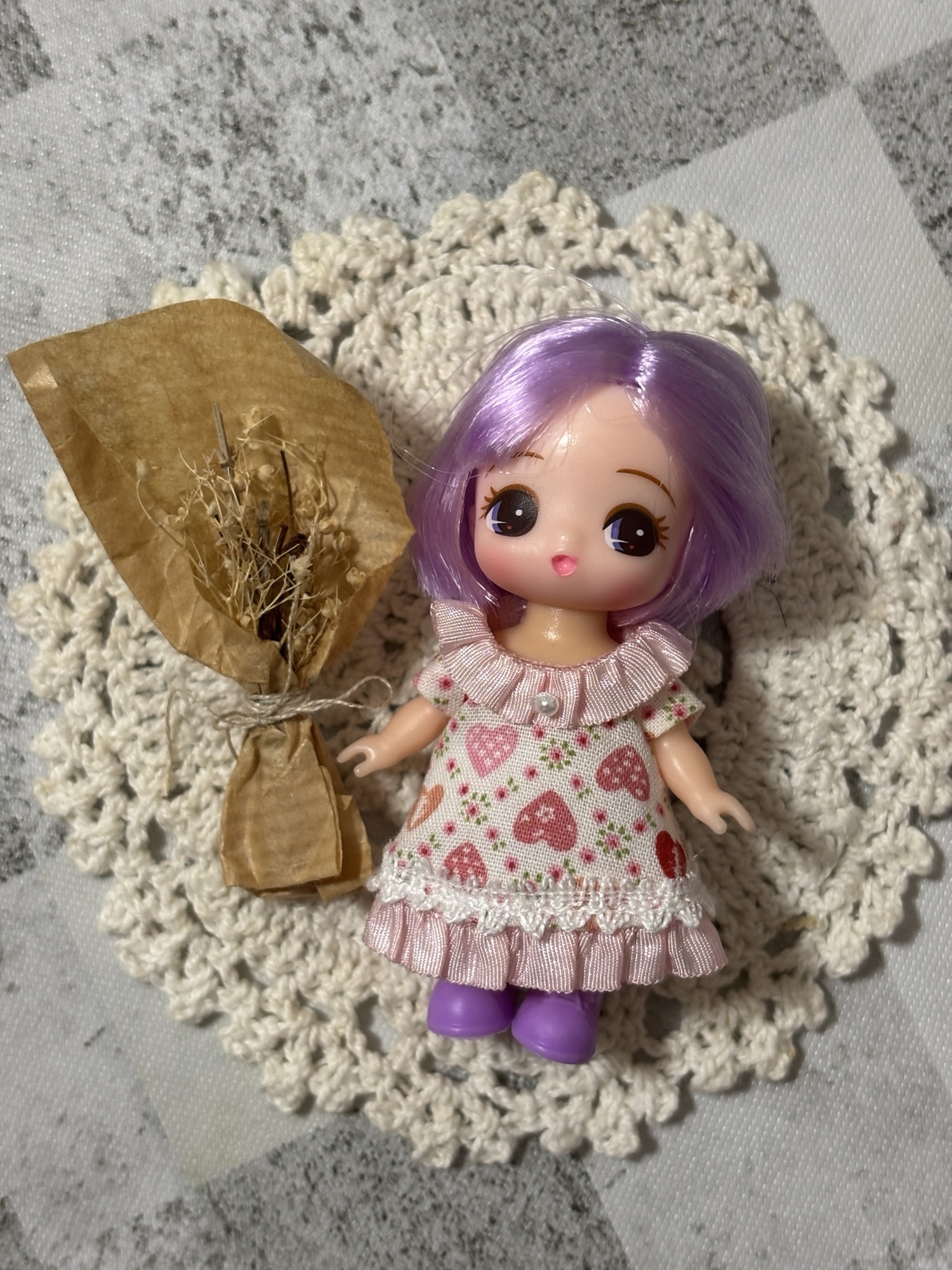 ハンドメイド ぷちリカちゃんサイズの服 aライン ワンピース no.22