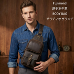 Fujimond　本革　厚手　ボディバッグ　ショルダーバッグ　斜め掛けバッグ