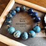 BL25-345地球インペリアルジャスパー Blue Asymmetry  17㎝*天然石ブレスレット　[送料無料] 　金属不使用