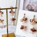フラワー　イヤリング　ピアス　ゴールド　花　ブライダル　ウェディング　結婚式　パーティー　アクセサリー　すずらん　チューリップ　秋　秋色