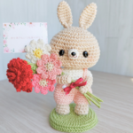 母の日うさぎ🐇花束うさぎシリーズ　カーネーション　メッセージスタンド