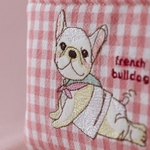 フレンチブルドッグ刺繍小さめぺたんこポーチ