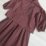 🗝️くすみ赤チェック★セットアップ