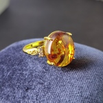 【大ぶり】天然琥珀（こはく）母にプレゼント！リング☆GOLD