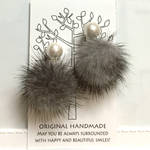 ☆全7色☆ふわふわミンクファーキャッチとコットンパールのピアス♡