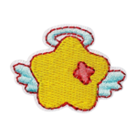 ワッペン 刺繍 アップリケ 星 羽 天使 エンジェル 黄色 入園入学保育園幼稚園 リメイク ワンポイント アイロン接着［HARE］SR010