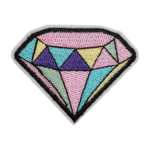 ワッペン 刺繍 アップリケ ダイヤ ステンドグラス風 パステル 入園入学保育園幼稚園 リメイク ワンポイント アイロン接着［HARE］ZZ005