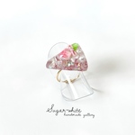 【 半額SALE 】 spring jelly cake ✵ 透明いちごのショートケーキの指輪フリーリング  ☞ リングカラー : ゴールド or シルバー 選べます 