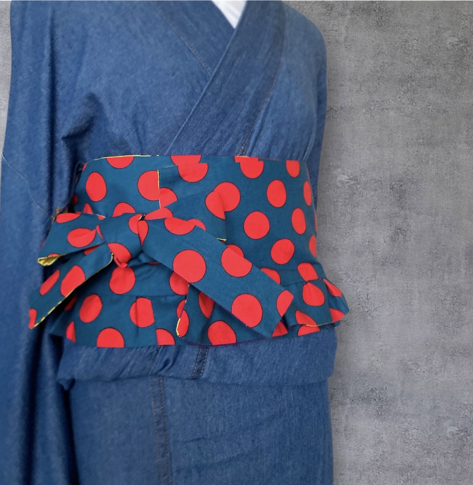 Ü☆Handmade☆作り帯 ruban帯 echino（小鳥）✖️ドット - rÜban