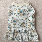 完成品 夏服 胴回り47cm ニット ローウエスト T型ワンピース  花柄・青系  夏服