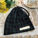 ⭐️本日のお買い得⭐️【再18】正統派チエック20×18⭐️シンプルグリーンタータンチエックコップ袋⭐️お名前タグサービス⭐️