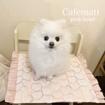 桜ピンク×フリル 虹色ハートカフェマット 犬 猫 ペット プレゼントにも