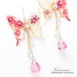 【特別価格】青い花の胡蝶(c23) ピアス/イヤリング/ノンホールピアス/樹脂ピアス