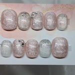 やわらかベルベットピンクネイル　現品　オーダー制作可能