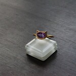 アメジスト　ニャンコCZリング　SILVER925　YG
