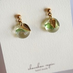 【金具選択可】光を集める青りんごピアス　ガラスビーズ　GREENAPPLE　greenapple　ティアドロップビーズ