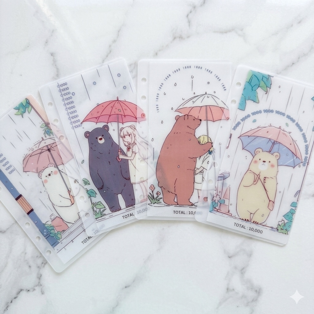 Savingリフィル4枚！雨とくま バインダー貯金 - catsp3333 | minne