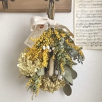 ミモザとユーカリのスワッグ　ドライフラワー