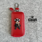 『KUMAWN/クマウン』カードポケット2個付き 便利なキーケース・牛革・多機能・スマートキー《レッド》