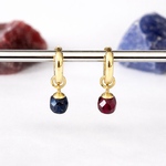 3way 多面カット ガーネット ブルーゴールドストーン フープピアス 天然石チャーム カスタマイズ 18G 片耳 1個のお値段