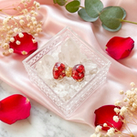 ✨️定番人気✨️【チャームポイント🎀】赤／薔薇／ドライフラワー／金箔／大きい／リボン／ゴールド／スチールリング／りぼん